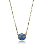 IP Gold(Ion Plating) Stainless Steel Necklace with Precious Stone Lapis in Montana