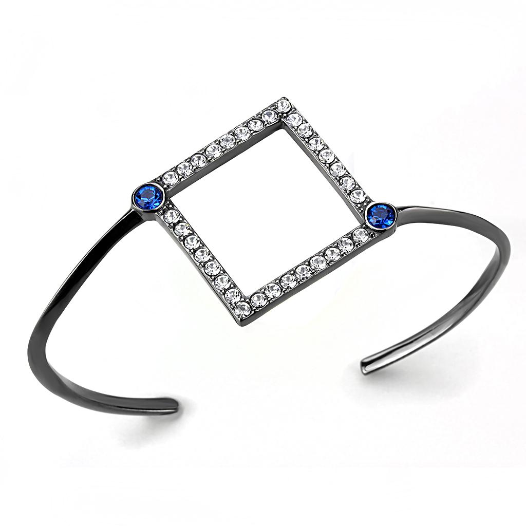 IP Light Black  (IP Gun) Stainless Steel Bangle with Top Grade Crystal  in Montana