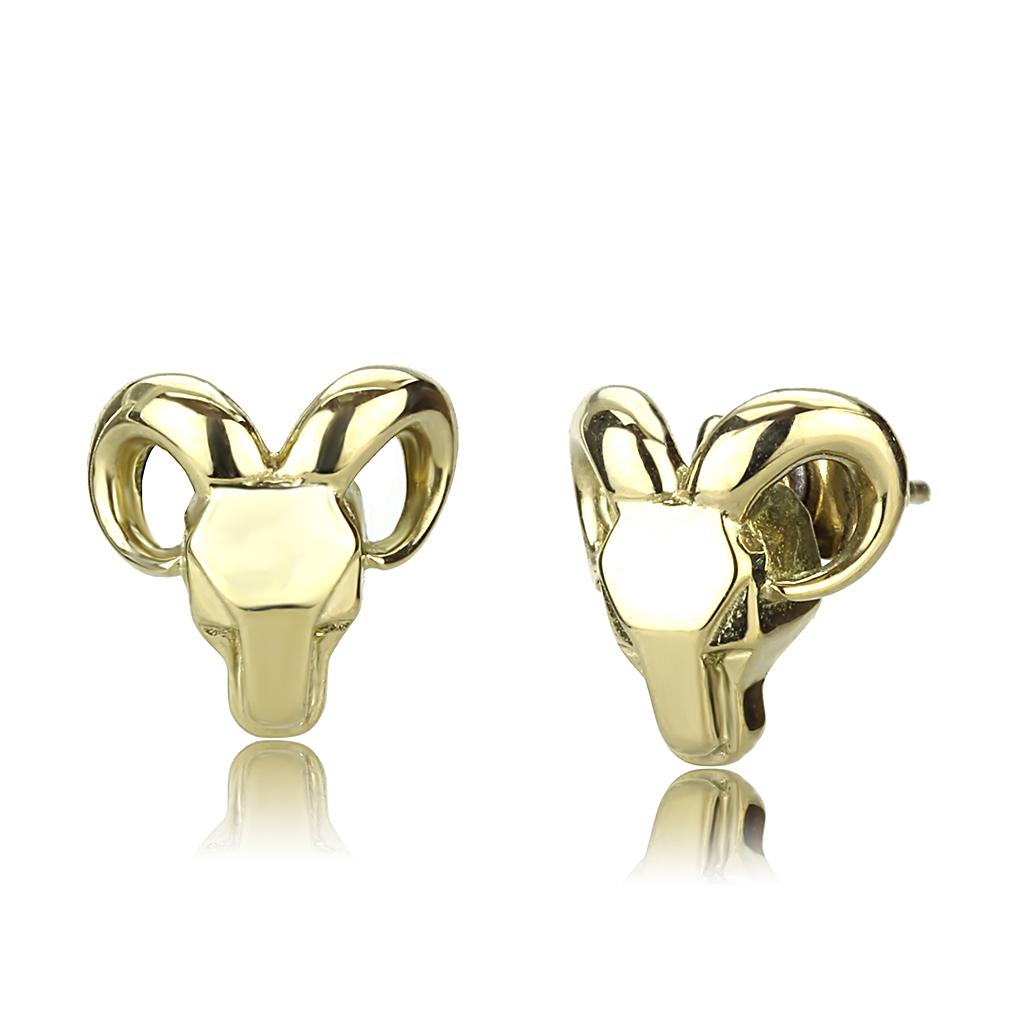 IP Gold(Ion Plating) Stainless Steel Earrings with No Stone