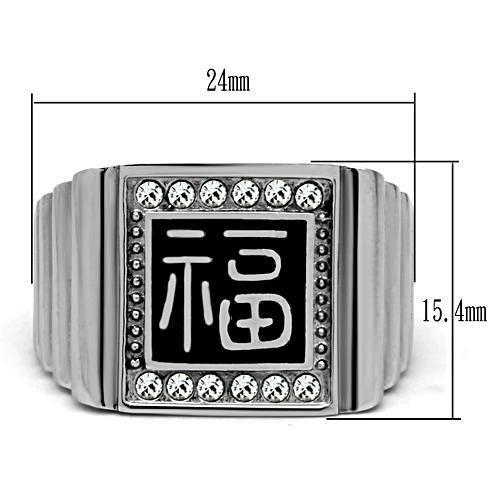 High polished (no plating) Stainless Steel Ring with Top Grade Crystal  in Clear