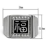 High polished (no plating) Stainless Steel Ring with Top Grade Crystal  in Clear