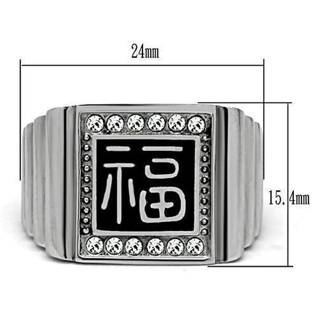 High polished (no plating) Stainless Steel Ring with Top Grade Crystal  in Clear