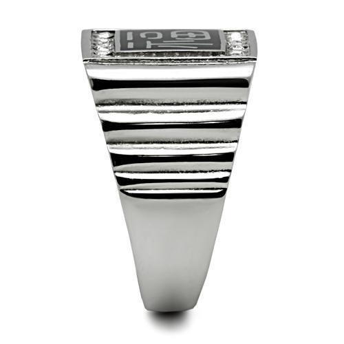 High polished (no plating) Stainless Steel Ring with Top Grade Crystal  in Clear
