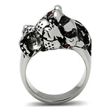 High polished (no plating) Stainless Steel Ring with Top Grade Crystal  in Ruby