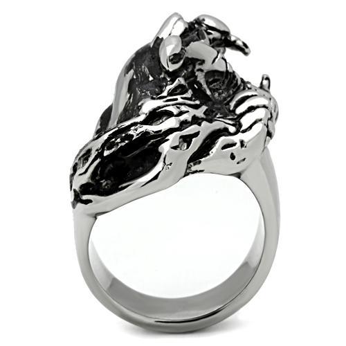 High polished (no plating) Stainless Steel Ring with Top Grade Crystal  in Ruby