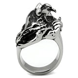 High polished (no plating) Stainless Steel Ring with Top Grade Crystal  in Ruby