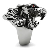 High polished (no plating) Stainless Steel Ring with Top Grade Crystal  in Ruby