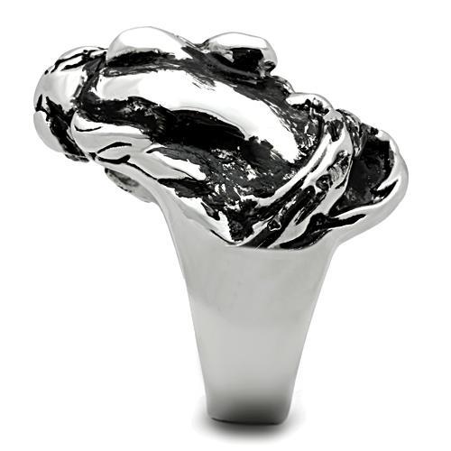 High polished (no plating) Stainless Steel Ring with Top Grade Crystal  in Ruby