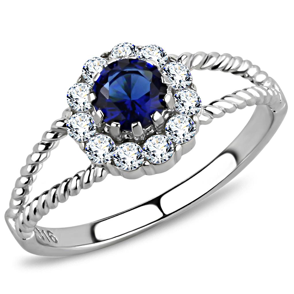 High polished (no plating) Stainless Steel Ring with Synthetic Synthetic Glass in Montana