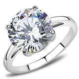 High polished (no plating) Stainless Steel Ring with AAA Grade CZ  in Clear