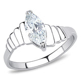 High polished (no plating) Stainless Steel Ring with AAA Grade CZ  in Clear