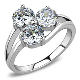 High polished (no plating) Stainless Steel Ring with AAA Grade CZ  in Clear