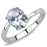 High polished (no plating) Stainless Steel Ring with AAA Grade CZ  in Clear
