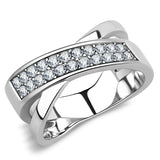 High polished (no plating) Stainless Steel Ring with Top Grade Crystal  in Clear