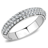 High polished (no plating) Stainless Steel Ring with Top Grade Crystal  in Clear