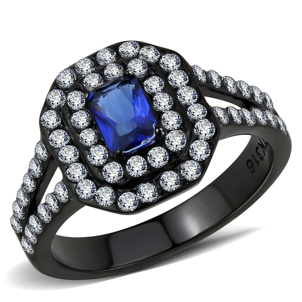 IP Black(Ion Plating) Stainless Steel Ring with Synthetic Synthetic Glass in Montana