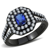 IP Black(Ion Plating) Stainless Steel Ring with Synthetic Synthetic Glass in Montana