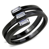 IP Black(Ion Plating) Stainless Steel Ring with AAA Grade CZ  in Clear