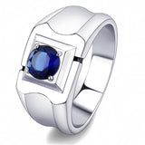High polished (no plating) Stainless Steel Ring with Synthetic Synthetic Glass in Montana