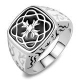 High polished (no plating) Stainless Steel Ring with Epoxy  in Jet