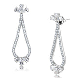 High polished (no plating) Stainless Steel Earrings with AAA Grade CZ  in Clear
