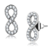 High polished (no plating) Stainless Steel Earrings with AAA Grade CZ  in Clear