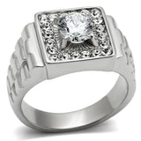 High polished (no plating) Stainless Steel Ring with AAA Grade CZ  in Clear