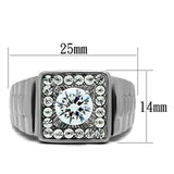 High polished (no plating) Stainless Steel Ring with AAA Grade CZ  in Clear