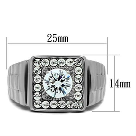 High polished (no plating) Stainless Steel Ring with AAA Grade CZ  in Clear