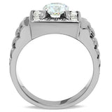 High polished (no plating) Stainless Steel Ring with AAA Grade CZ  in Clear