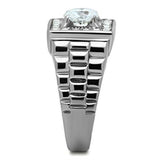 High polished (no plating) Stainless Steel Ring with AAA Grade CZ  in Clear
