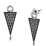 Two-Tone IP Black (Ion Plating) Stainless Steel Earrings with Top Grade Crystal  in Clear