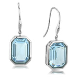 High polished (no plating) Stainless Steel Earrings with Top Grade Crystal  in Sea Blue