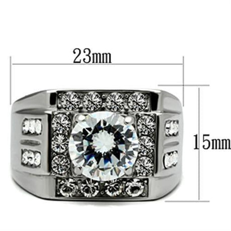 High polished (no plating) Stainless Steel Ring with AAA Grade CZ  in Clear