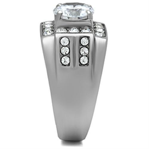 High polished (no plating) Stainless Steel Ring with AAA Grade CZ  in Clear