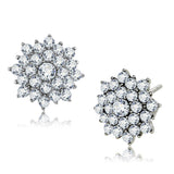 High polished (no plating) Stainless Steel Earrings with AAA Grade CZ  in Clear