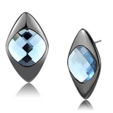 IP Light Black  (IP Gun) Stainless Steel Earrings with Synthetic Synthetic Glass in Light Sapphire