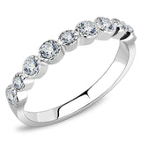 High polished (no plating) Stainless Steel Ring with Top Grade Crystal  in Clear
