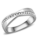 High polished (no plating) Stainless Steel Ring with Top Grade Crystal  in Clear