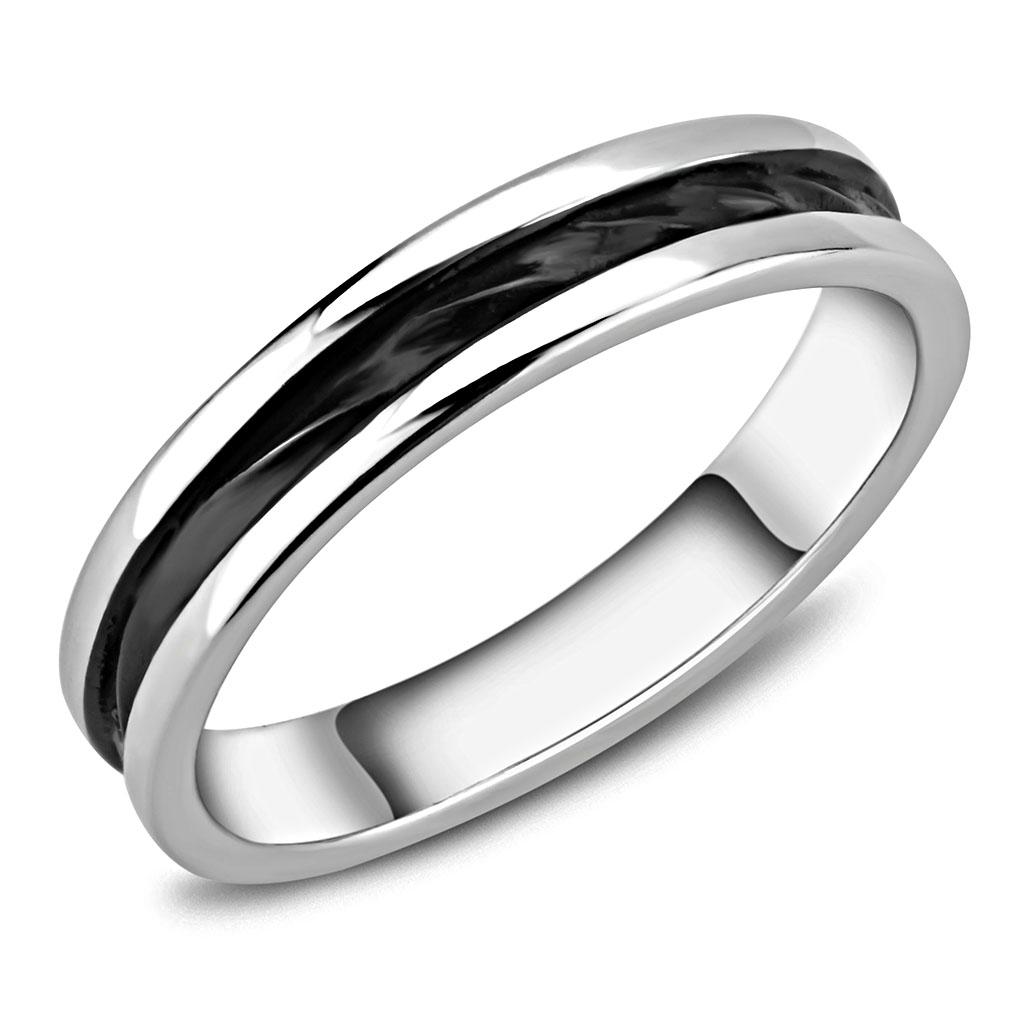 Two-Tone IP Black (Ion Plating) Stainless Steel Ring with No Stone