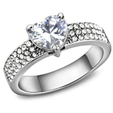 High polished (no plating) Stainless Steel Ring with AAA Grade CZ  in Clear