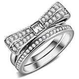 High polished (no plating) Stainless Steel Ring with Top Grade Crystal  in Clear