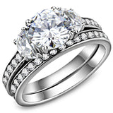High polished (no plating) Stainless Steel Ring with AAA Grade CZ  in Clear