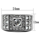 High polished (no plating) Stainless Steel Ring with Top Grade Crystal  in Clear