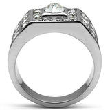 High polished (no plating) Stainless Steel Ring with Top Grade Crystal  in Clear