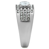 High polished (no plating) Stainless Steel Ring with AAA Grade CZ  in Clear