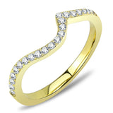 IP Gold(Ion Plating) Stainless Steel Ring with Top Grade Crystal  in Clear