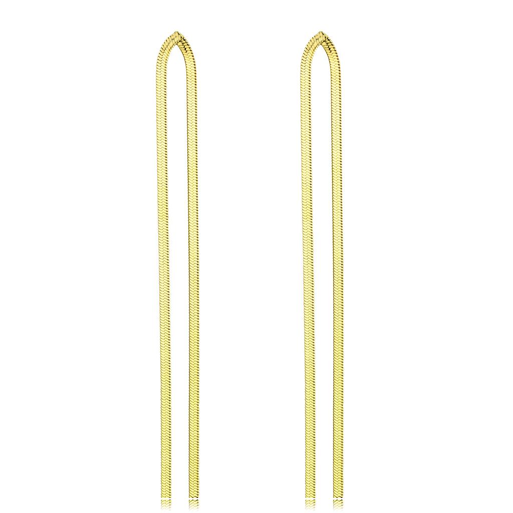 IP Gold(Ion Plating) Stainless Steel Earrings with No Stone