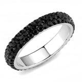 High polished (no plating) Stainless Steel Ring with Top Grade Crystal  in Jet