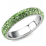 High polished (no plating) Stainless Steel Ring with Top Grade Crystal  in Peridot